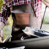 Tablier en cuir de buffle avec bretelle croisée