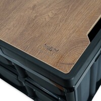 Faltbare Box mit Holzdeckel, schwarz